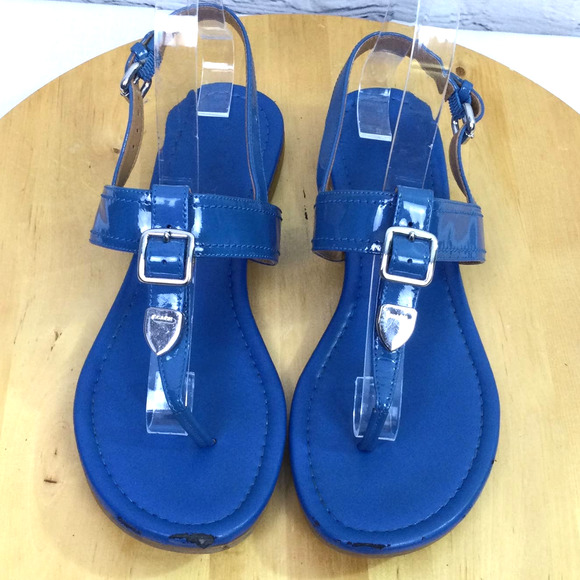 Coach Cassidy Women's Patent Leather T-Strap Buckle Open Toe Blue Sandal 7B - Picture 3 of 12
